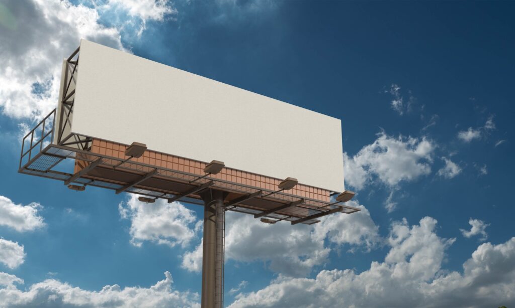 signboard billboard placard empty copy space bluesky background mock up marketing advertisement